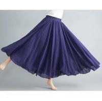 Verano negro algodón en mujeres Maxi Faldas Ropa Mujer parte baja holgada Haruku Saia Casual Boho Falda larga Ropa de Mujer - details 1