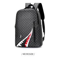 Mochila Simple con personalidad a la moda con boca de tiburón para hombre, mochila escolar a cuadros para estudiantes de secundaria, mochila para ordenador - details 9