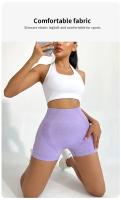 Pantalones cortos de yoga para mujer, pantalones cortos deportivos de secado rápido sin costuras con realce, pantalones cortos informales con control de barriga para gimnasio y ciclismo - details 3