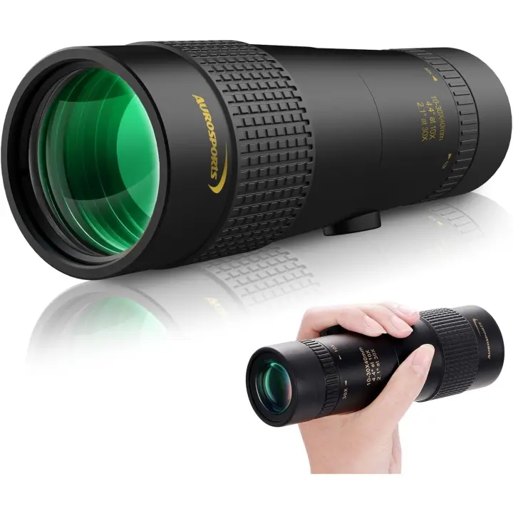 Monocular con Zoom 10-30x40 para Adultos, telescopio monocular de Alta Potencia con Prisma Bak4, monoculares compactos para observación de Aves, Viajes, Caza, Camping - 1