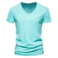 Camisetas de manga corta para hombre, camisetas informales de color sólido con cuello en v, Verano - details 8