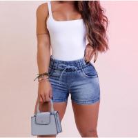 Shorts vaqueros elásticos de cintura alta con cordón para mujer Ence, ajustados a las caderas, verano 2025 - details 6