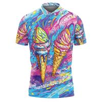 Colorido helado gráfico casual verano manga corta 3D impreso hombres mujeres camisetas sueltas Haruku solapa niños camisetas - details 2