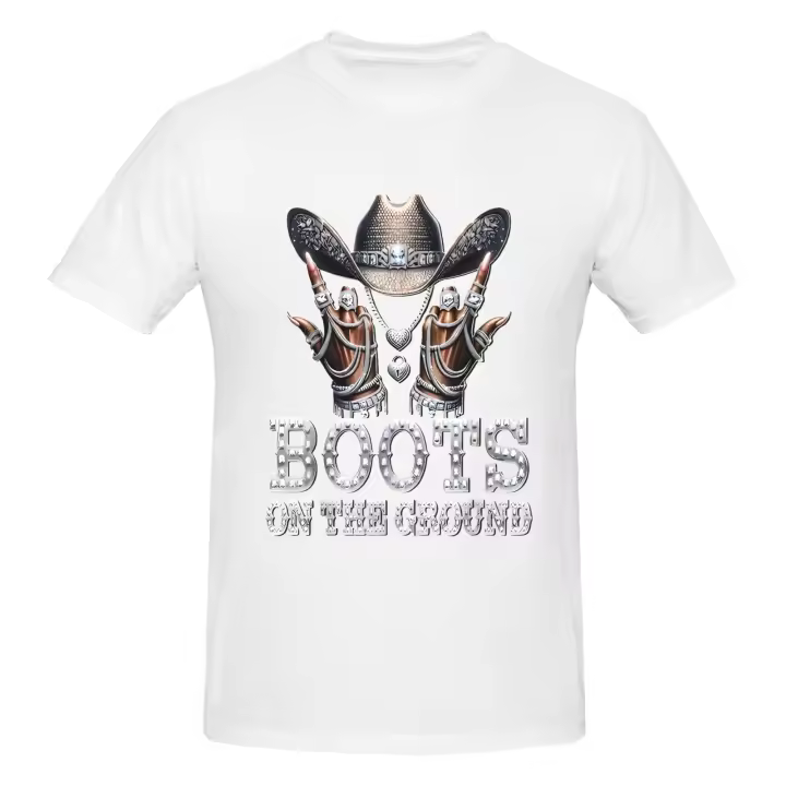 Camiseta Hombre Estilo Vaquero Urbano 180g Algodón – Botas en el Suelo – Diseño Country Biker con Actitud - 1