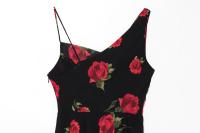Ropa de mujer europea y americana gasa popular largo estampado floral cuello de columpio vestido largo de viaje de vacaciones vestido - details 2