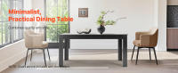 SucceBuy Mesa de comedor rectangular, mesa de madera de 63 pulgadas de largo para 4-6 personas, soporta hasta 330 libras, negra (solo mesa) - details 0