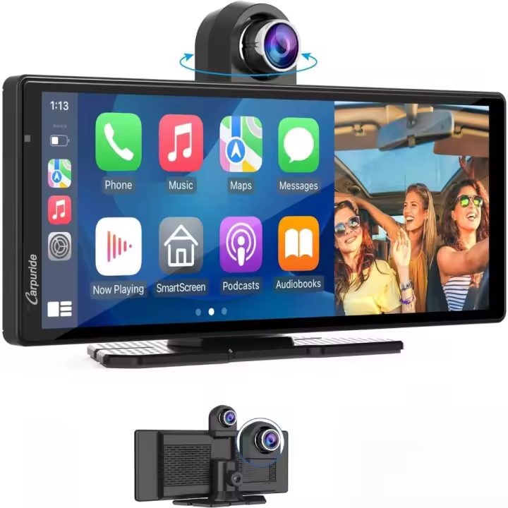 Android Auto, Dash CAM - Pantalla HD IPS de 9,3", Cámara Frontal 4K, Grabación en Bucle, Bluetooth, Mirror Link, GPS, Siri - 1