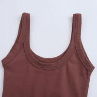 Vestido de una pieza casual ajustado de color sólido con cuello halter para mujer, verano 2025 - details 16