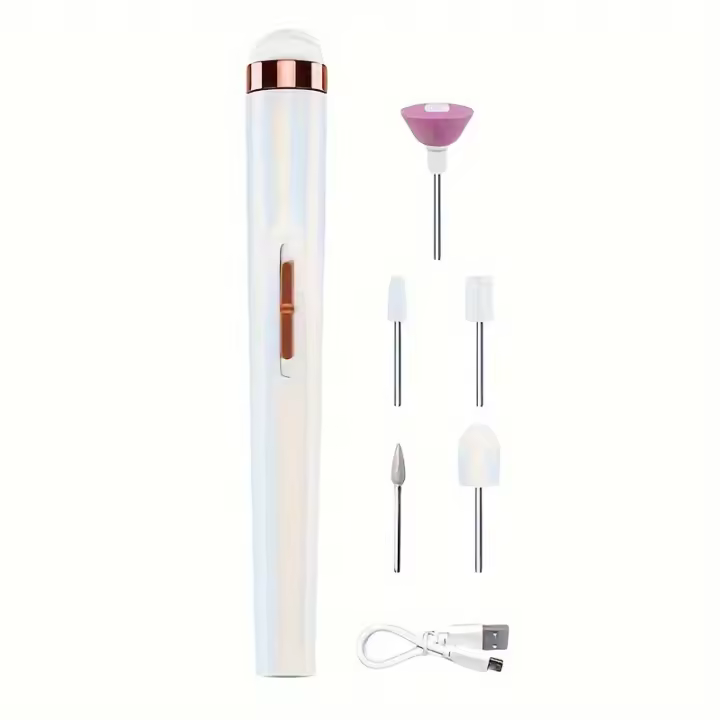 Kit de Cuidado de Uñas 5 en 1, Taladro Eléctrico Recargable por USB con Luces LED Coloridas, Sin Olor, Perfecto - 1