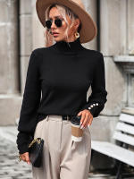 Suéter de cuello alto con botones para mujer, Jersey de punto suave, Vintage, color blanco, otoño e invierno, novedad de 2023 - details 1