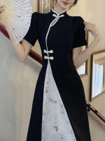 Vestido elegante de talla grande para mujer, nuevo estilo, Cheongsam mejorado, pintura de tinta Oriental, verano - details 9