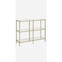 Mesa de Consola de Vidrio Templado Dorado Mesa de Entrada Ajustable con Marco de Metal para Sala de Estar - details 9