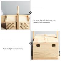 Caja de costura de madera, caja de almacenamiento de joyas, estuche organizador de cosméticos para el hogar - details 1