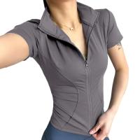 Camiseta Ajustada con Cremallera para Mujer Ropa de Yoga de Secado Rápido - details 0