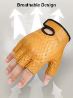Guantes de cuero de medio dedo para hombre, equipo de protección, transpirables, para Motocross y motociclista - details 5