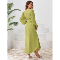 Vestido casual de manga larga para mujer, prenda elegante de color bastante sólido, para 2025 - details 10