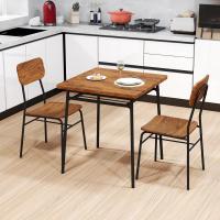 Juego de Cena de Metal Compacto Mesa con 2 Sillas Desmontables Estante de Celosía Asiento Curvado - details 1