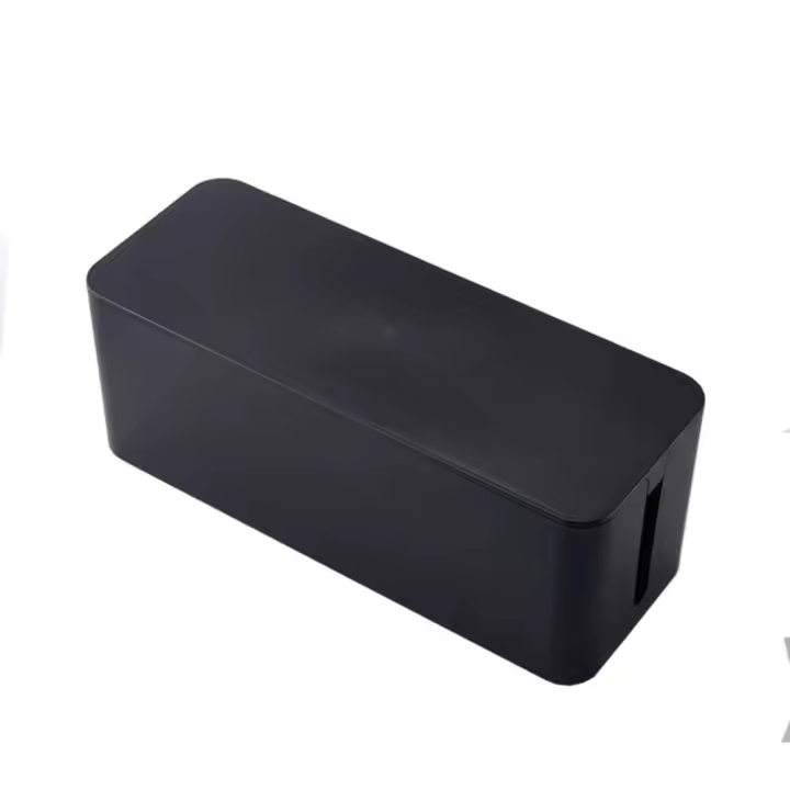 Organizador de enchufe de cargador blanco con acabado de cables de escritorio, caja de almacenamiento de cables a prueba de polvo, caja de cables, caja de regleta, contenedor de almacenamiento de línea - 1