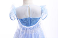 Vestido de princesa para niñas, disfraz de Elsa para Halloween, carnaval, fiesta de cumpleaños, tela azul - details 17