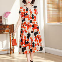 Elegante Vestido de Verano 2024 Estilo Vintage Suelto para Mujeres Cuello en V Casual - details 9