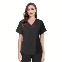 Camisetas de una sola pieza, batas de mano de cepillo médico para mujeres, Tops de trabajo de manga corta, 1 ud. - details 1