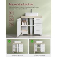 Mueble Bajo Lavabo Armario de Baño con 3 Cajones Diseño Trasero con 2 Compartimentos - details 28