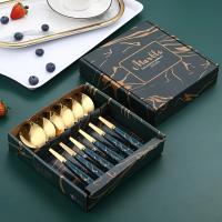 Juego de cucharas de acero inoxidable con patrón de mármol, 6 cucharas creativas para el hogar - details 0