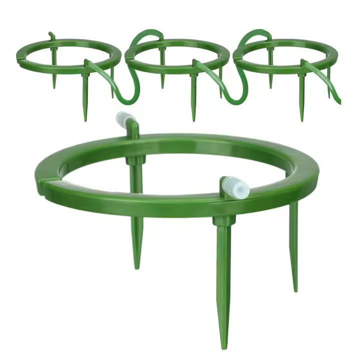 Juego de anillos de agua de 5 pulgadas, soporte de 3 patas, emisor de goteo, con entrada de púas integrada de 1/8 pulgadas, 3 estacas extraíbles - 1