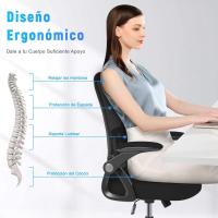 Silla de Escritorio Ergonómica con Reposacabezas Ajustable y Soporte Lumbar, Respaldo de Malla Transpirable, Reposabrazos Abatibles de 90 ° , Silla Giratoria de 360 ° - details 58