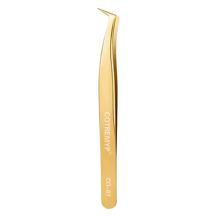 Pinzas de alta precisión para extensiones de pestañas, pinzas de acero inoxidable de alta precisión para pelo encarnado, cejas - 1