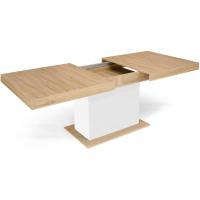 Mesa de comedor extensible rectangular para 6-10 personas, madera y blanco, 160-200 cm - details 2