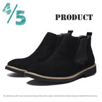 Botines Chelsea de cuero de ante de vaca para hombre, botas de Motocicleta sin cordones, informales, a la moda, primavera y otoño, novedad - details 4