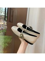 Zapatos Mary Jane de cuero plateado con punta cuadrada y redonda, suela plana y suela blanda elevada para mujer - details 4