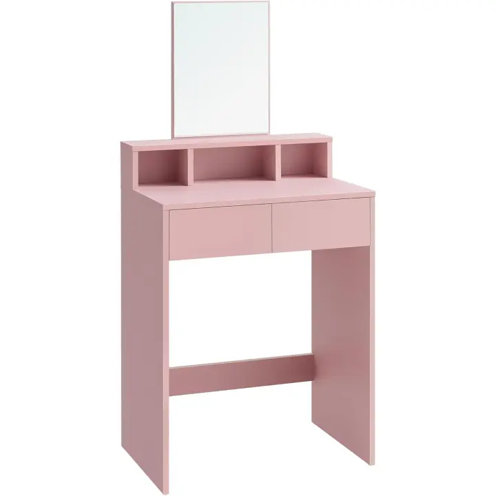 Espejo Grande, Gabinete con 2 Cajones y 3 Compartimentos, Estilo Moderno, Rosa Jalea - 1