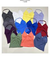 Chaleco deportivo sin costuras para mujer, camiseta sin mangas Sexy para Yoga, Top de Fitness para gimnasio, camisola con tirantes cruzados, sujetador para correr, ropa de Yoga para mujer - details 0