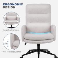 Silla Oficina de Respaldo Alto, Cómoda Silla Tocador con Altura Ajustable, Sillas Ordenador para Hogar y Dormitorio, Crema - details 4