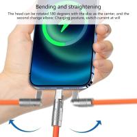 Cable de datos Usb tipo C de carga rápida de 120w y 6A, Cable de codo giratorio de 180 grados para juegos, Cable cargador de teléfono móvil para iPhone 11 y Xiaomi - details 3