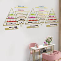 10 estantes triangulares de metal para esmalte de uñas, estantes de exhibición de esmalte de uñas de 5 niveles montados en la pared y 5 barras horizontales para decoración de salón, organizador de almacenamiento de esmalte de uñas (negro) - details 1