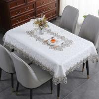 Battilo Ence mesa de comedor rectangular floral blanco bordado mantel impermeable, boda, fiesta, hogar - details 5