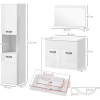 Muebles Lavabo y Espejo Columna Conjunto Muebles Pared 3 Piezas Estilo Morno Blanco - details 6