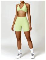 Pantalones cortos de Yoga sin costuras para mujer, mallas deportivas de LICRA de cintura alta, suaves, para gimnasio y entrenamiento - details 23