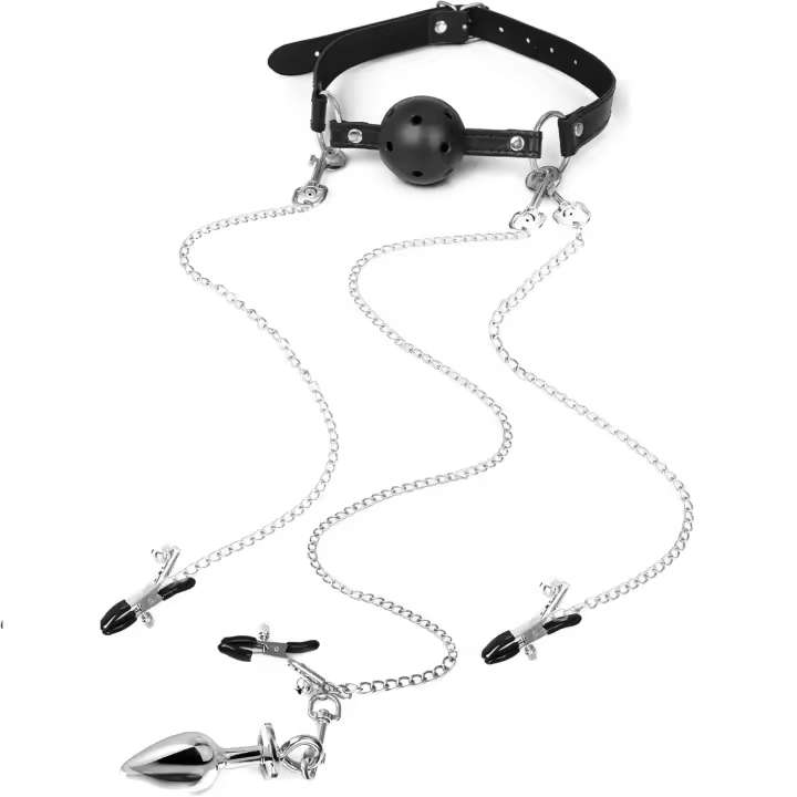 bondage sexual bdsm bondage set juguetes sexuales con globos transpirables broma clips para chupete clips y tapones para clítoris incluidos adultos sm play juguetes sexuales para parejas - 1