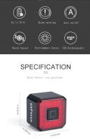 Luz trasera inteligente para bicicleta, linterna LED de seguridad, encendido/apagado automático, señal de parada, lámpara de freno, carga USB, accesorios para bicicleta - details 1