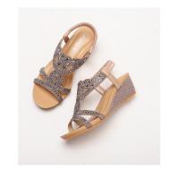 Sandalias de moda con tacón de cuña, zapatos romanos con banda elástica de diamantes de imitación retro de la nueva ola de verano - details 3