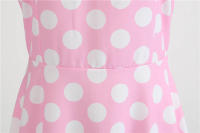 Vestido midi retro de fiesta con estampado de lunares, tirantes finos y cinturón para mujer - details 38