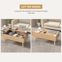 Mesa de Centro, Mesa de Centro Regulable en Altura, Extraíble, Extensible, Compartimento de Almacenaje Oculto Independiente, Tablero Elevable Doble, Mesa de Sofá de Salón, Color Nogal - details 40