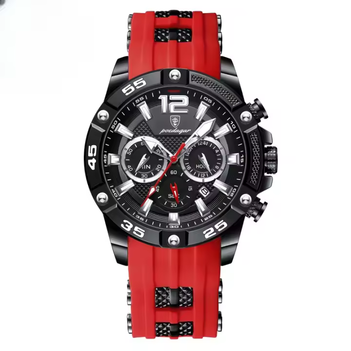 Reloj multifuncional nuevo de la marca suiza para hombre, reloj de cuarzo con correa de silicona. - 1