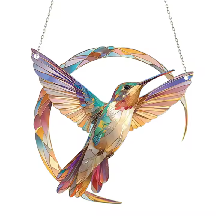 Atrapasoles de colibrí, adorno colgante de ventana colorido, Ideas de decoración acrílica para el hogar - 1