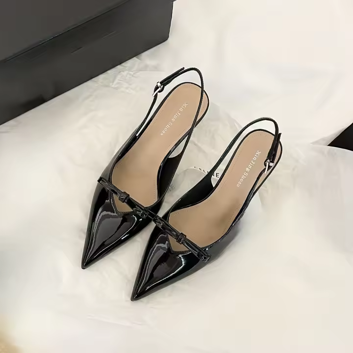 Zapatos individuales vacíos con tacón fino francés versión coreana temperamento arco tacón alto zapatos individuales zapatos de mujer - 1