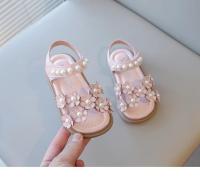 Sandalias florales para niñas pequeñas con cuentas, zapatos dulces de princesa de verano para niños, punta abierta, antideslizantes, talla 21-30, gancho y bucle, - details 7